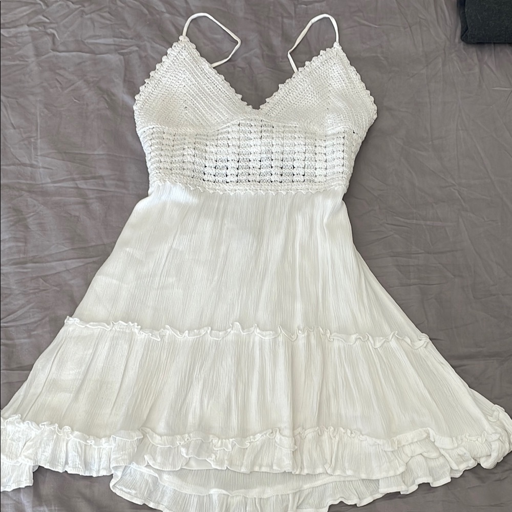 White Sleeveless Crochet Dress